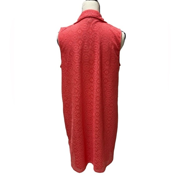 Allison Brittney Lace Pink/Peach Knee Length Geometric Design Dress Size Large - Picture 2 of 12